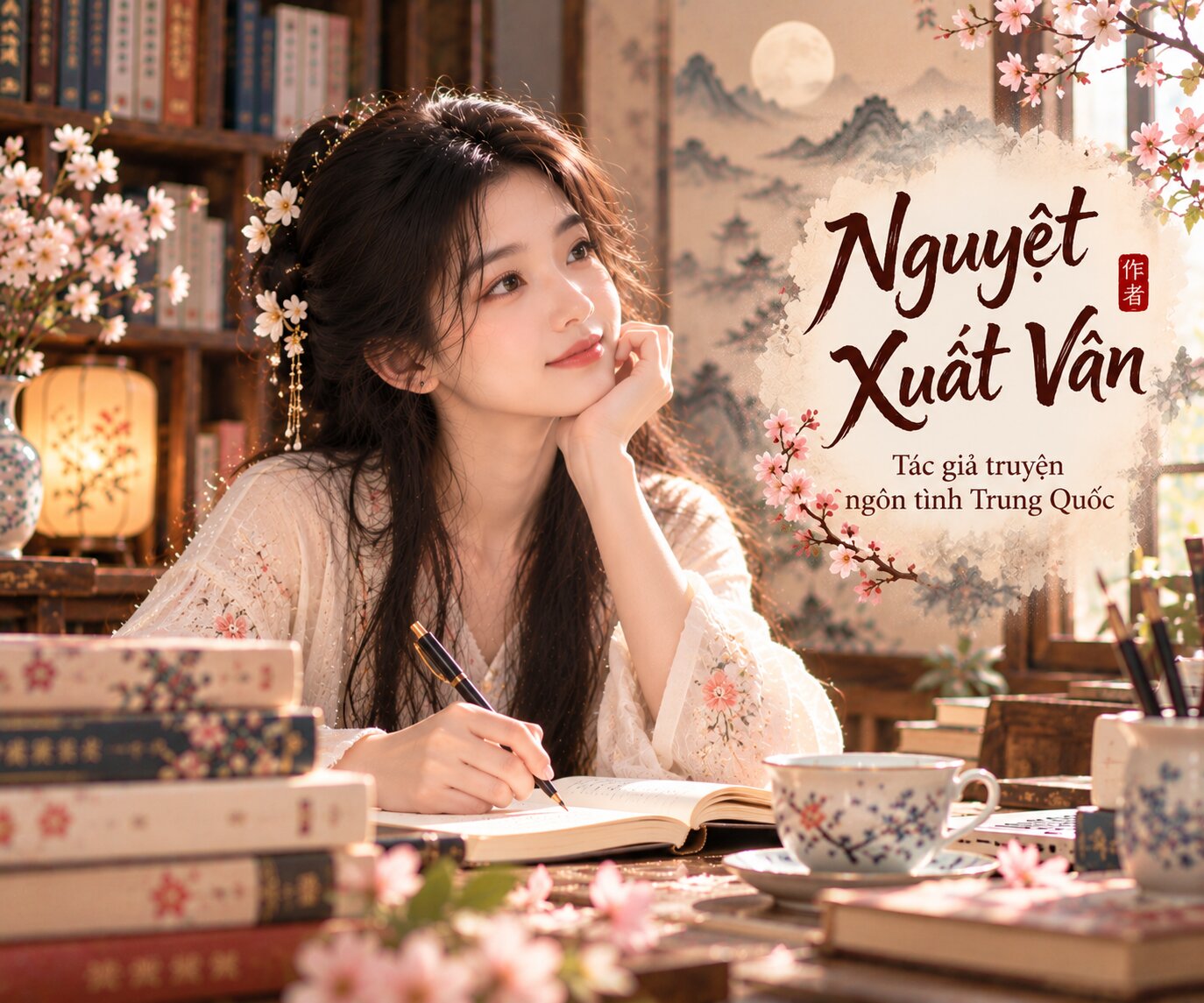 Nguyệt Xuất Vân là tác giả ngôn tình Trung Quốc nổi bật với những câu chuyện cổ đại, tình yêu cung đình và các nhân vật nữ mạnh mẽ