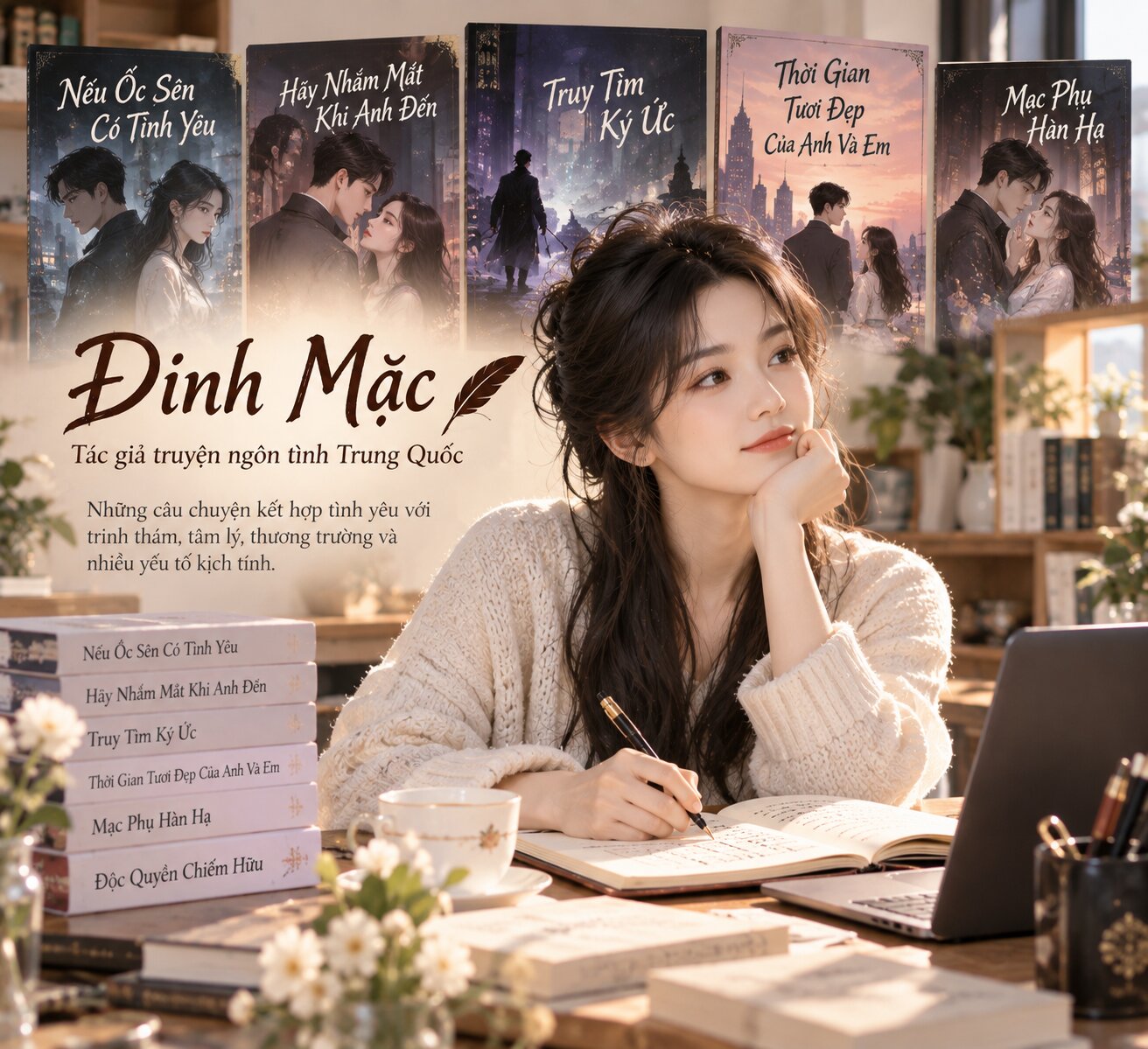 Đinh Mặc – tác giả nổi tiếng với những tiểu thuyết ngôn tình kết hợp trinh thám và tâm lý