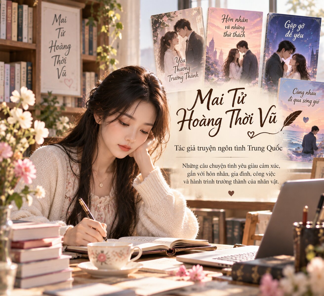 Mai Tử Hoàng Thời Vũ – tác giả ngôn tình Trung Quốc nổi tiếng với những câu chuyện tình yêu sâu lắng