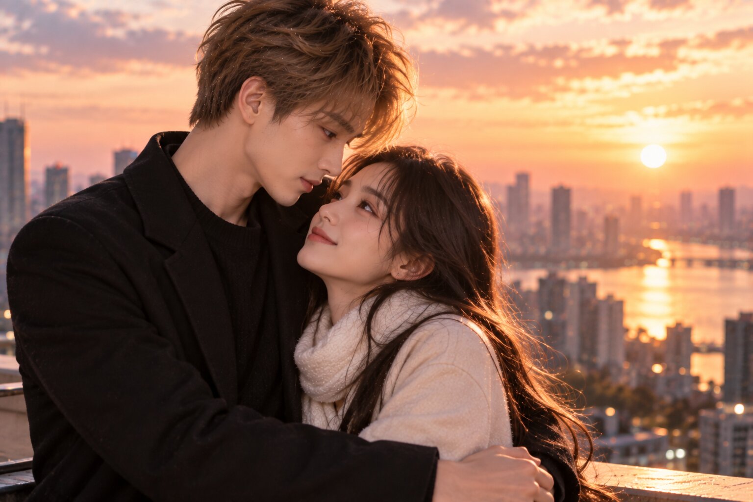 Lý Tuân và Chu Vận trưởng thành đứng cạnh nhau giữa thành phố về đêm, phía sau là ánh sáng của những tòa nhà công nghệ, thể hiện hai người đã cùng vượt qua tuổi trẻ và biến cố